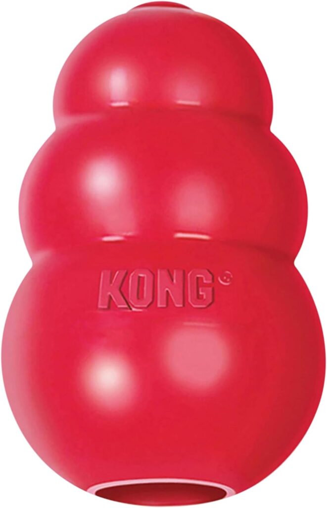 Best toys for separation anxiety - KONG Classic Dog Toy, Durable Natural Rubber- Fun to Chew, Chase & Fetch- For Large Dogs